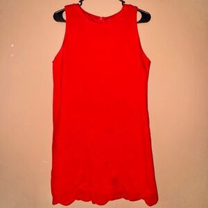 Aqua Women's Red Sleeveless A-Line Ruffle Dress - Large